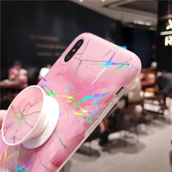 Laser Marble Soft TPU Iphone Case with Phone Holde - Picture 3 of 5